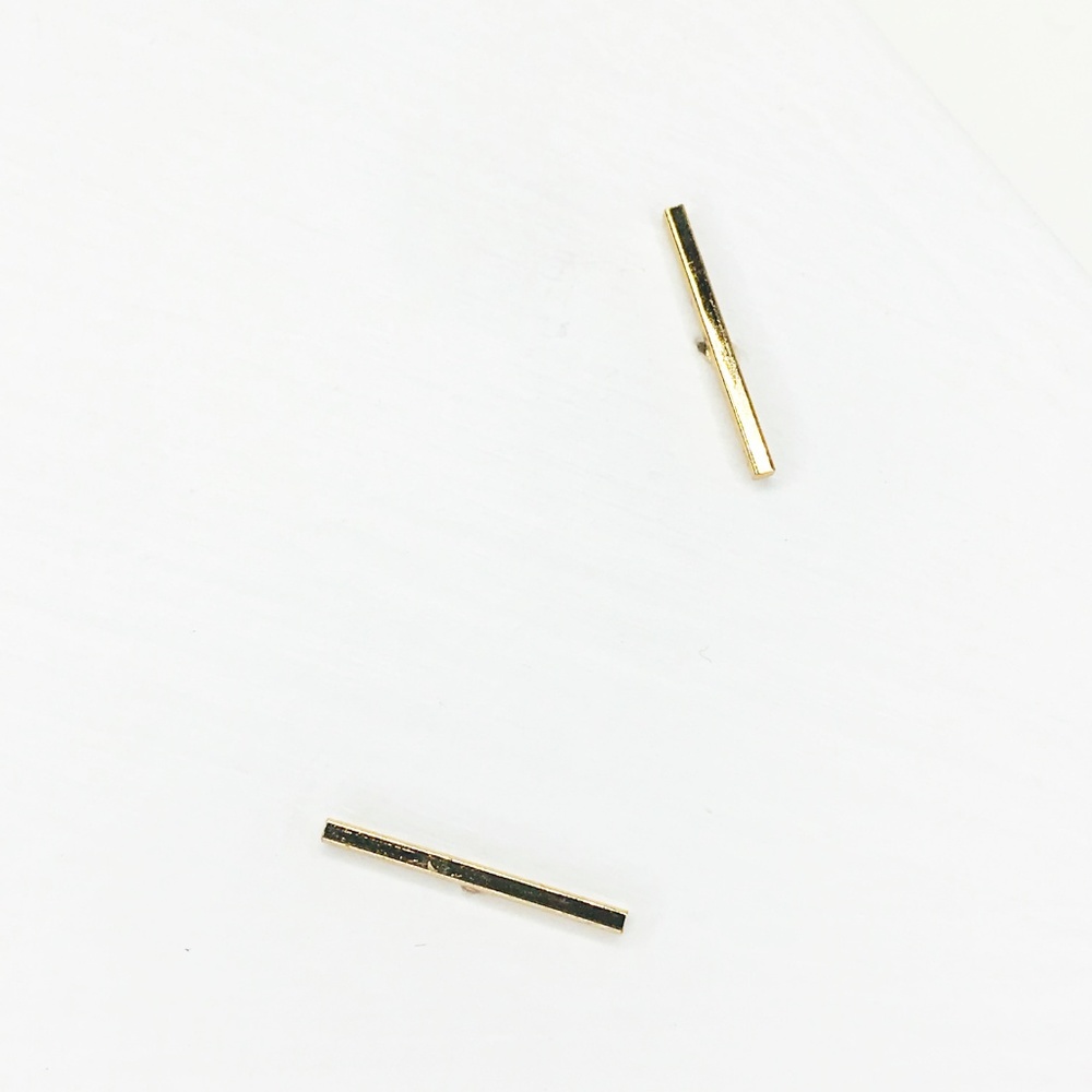 Gold Bar Stud Earrings - Picture 5 of 8